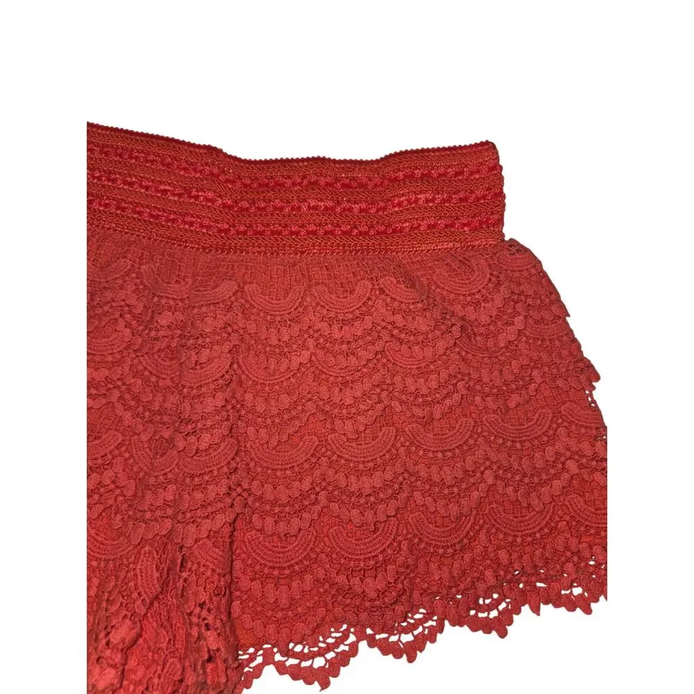 Jolt Red Scalloped Shorts Coachella Fest Inspired Outfit Size M - Good Condition - Picture 3 of 4
